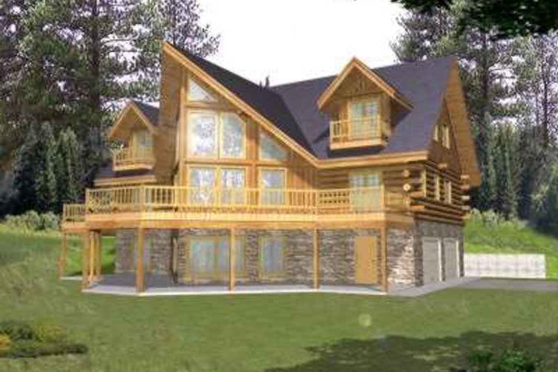 Home Plan - Log Exterior - Front Elevation Plan #117-411