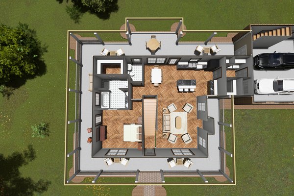 Architectural House Design - Country Floor Plan - Lower Floor Plan #20-146