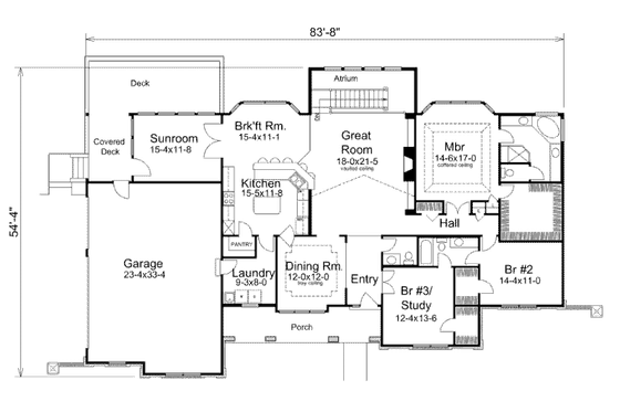 Floor Plan - Main Floor for Mediterranean House Plan #57-279 - 3 bed, 2.5 bath