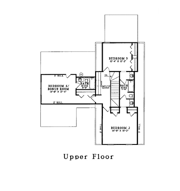Traditional Floor Plan - Upper Floor Plan #17-2350