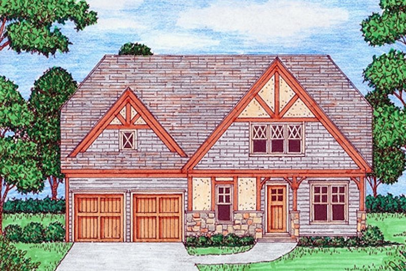 Dream House Plan - Tudor Exterior - Front Elevation Plan #413-881