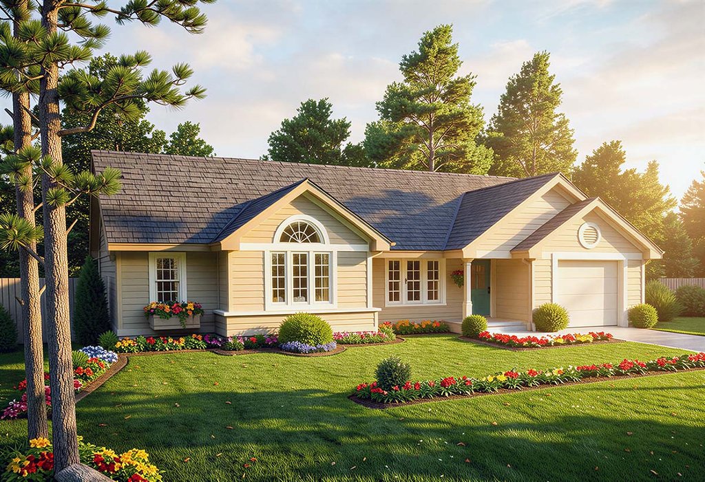 Exterior - Front Elevation 2 for Ranch House Plan #312-541 - 3 bed, 2 bath