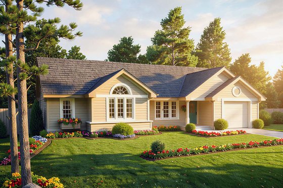 Exterior - Front Elevation for Ranch House Plan #312-541 - 3 bed, 2 bath