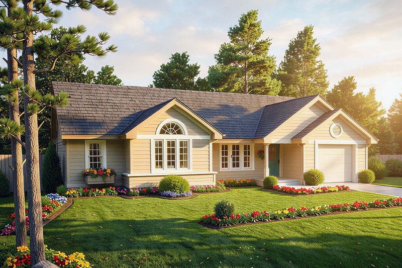 Exterior - Front Elevation 2 for Ranch House Plan #312-541 - 3 bed, 2 bath