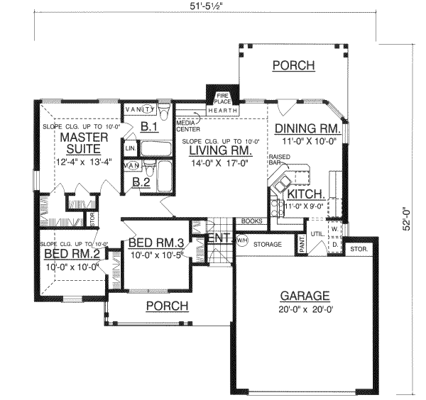 Architectural House Design - Traditional Floor Plan - Main Floor Plan #40-165