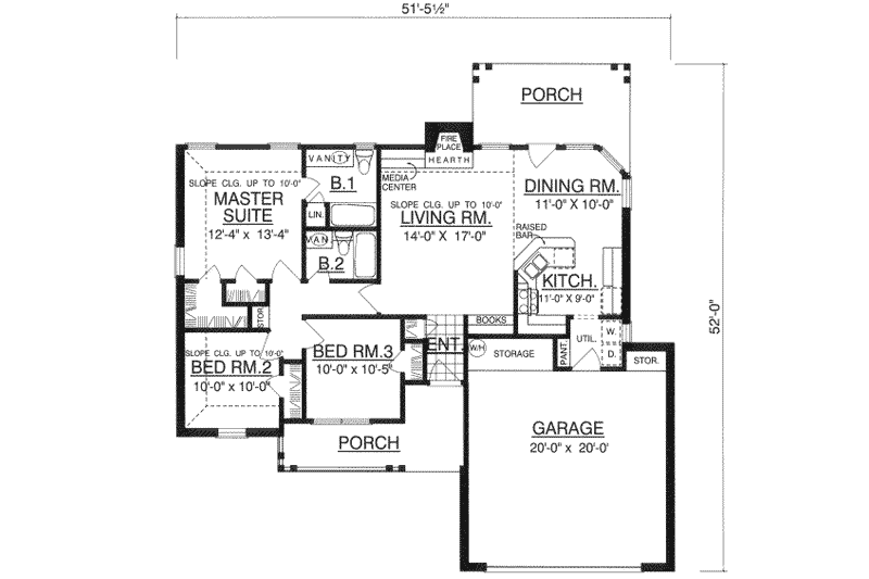 Dream House Plan - Floor Plan - Main Floor for Traditional House Plan #40-165 - 3 bed, 2 bath