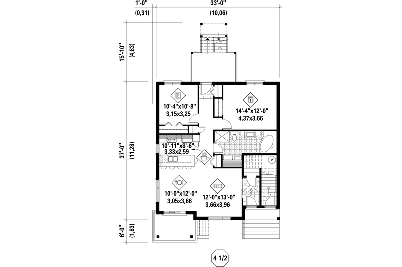 Architectural House Design - Floor Plan - Main Floor for Contemporary House Plan #25-4380 - 6 bed, 3 bath