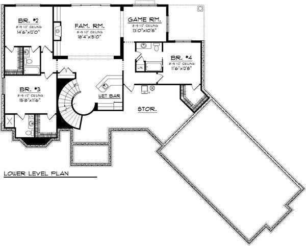 House Plan Design - Traditional Floor Plan - Lower Floor Plan #70-1091