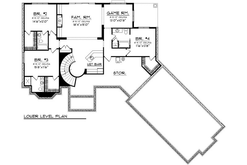 Home Plan - Floor Plan - Lower Floor for Traditional House Plan #70-1091 - 4 bed, 3.5 bath