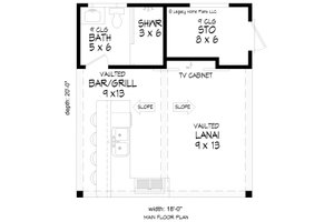Floor Plan - Main Floor for Craftsman House Plan #932-745, 1 bath