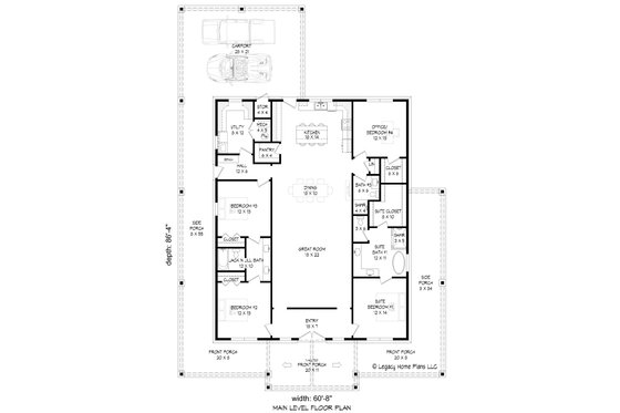 Floor Plan - Main Floor for Barndominium House Plan #932-1141 - 4 bed, 3 bath