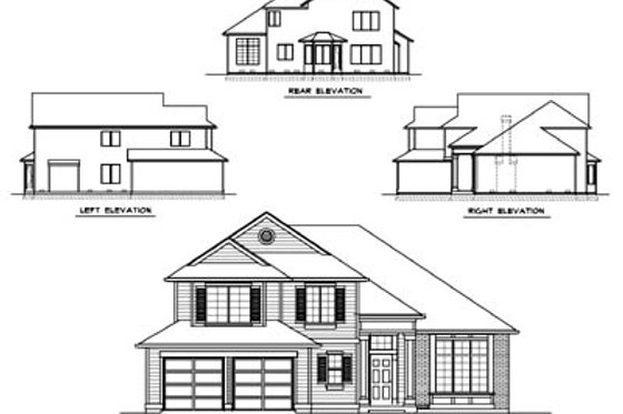 Exterior - Rear Elevation for Traditional House Plan #100-445 - 4 bed, 2.5 bath