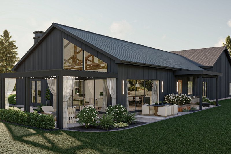 House Blueprint - Exterior - Rear Elevation for Barndominium House Plan #455-612 - 3 bed, 2.5 bath