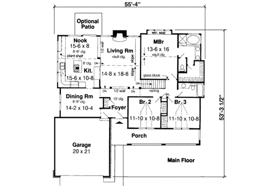 Floor Plan - Main Floor for Traditional House Plan #312-339 - 3 bed, 2 bath