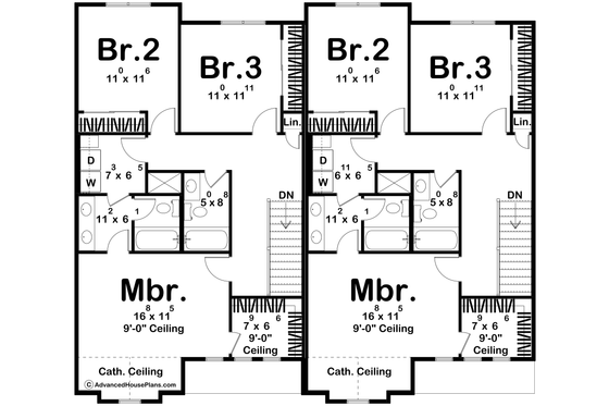Floor Plan - Upper Floor for Modern House Plan #455-338 - 3 bed, 2.5 bath