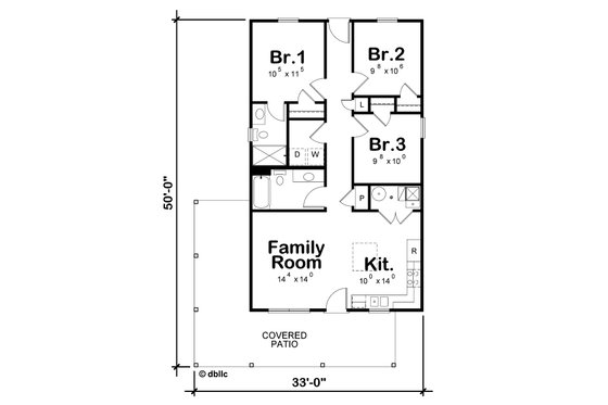Floor Plan - Main Floor for Modern House Plan #20-2552 - 3 bed, 2 bath