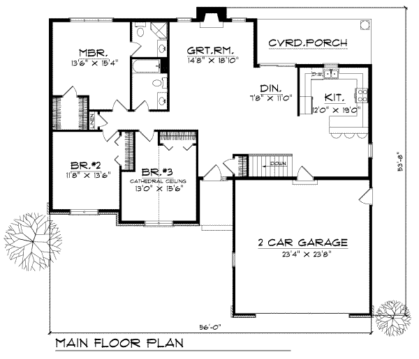 Dream House Plan - Traditional Floor Plan - Main Floor Plan #70-158
