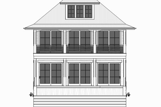 Exterior - Rear Elevation for Beach House Plan #901-114 - 4 bed, 3 bath