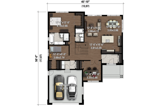 Floor Plan - Main Floor 1 for Contemporary House Plan #25-4324 - 3 bed, 2 bath