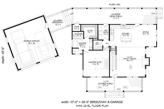 Floor Plan - Main Floor for Country House Plan #932-389 - 3 bed, 3.5 bath