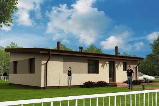 Exterior - Front Elevation 3 for Modern House Plan #538-14 - 3 bed, 1 bath