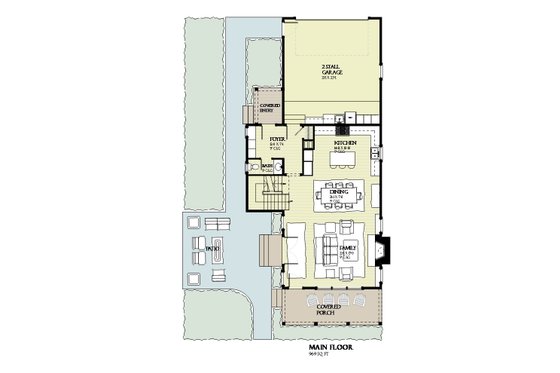 Floor Plan - Main Floor for Beach House Plan #901-131 - 3 bed, 2.5 bath