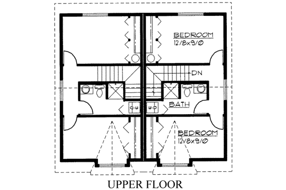 Floor Plan - Upper Floor for Traditional House Plan #303-369 - 2 bed, 1 bath
