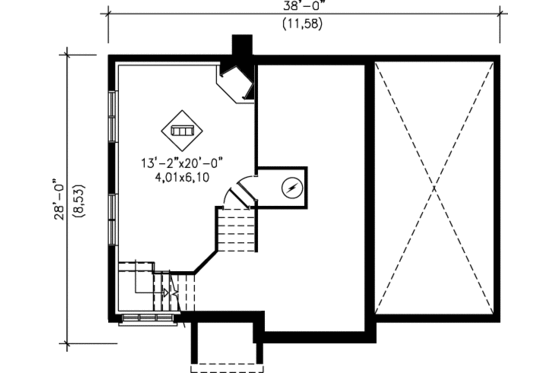 Floor Plan - Lower Floor for European House Plan #25-3010 - 4 bed, 2 bath