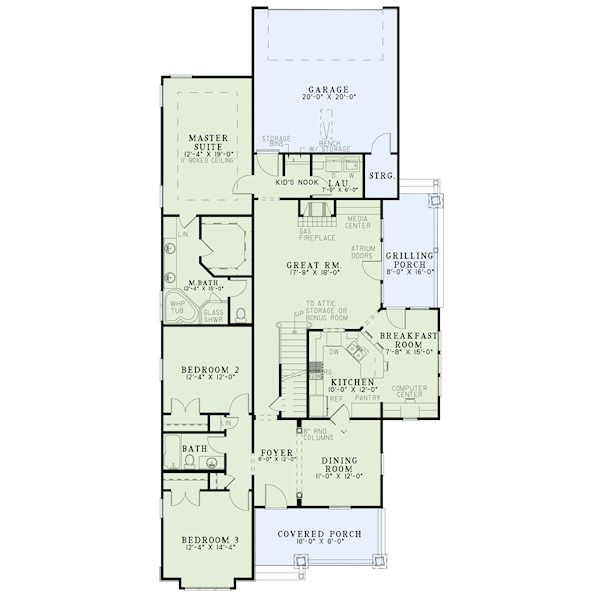 House Plan Design - Craftsman Floor Plan - Main Floor Plan #17-2411