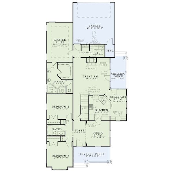 Home Plan - Craftsman Floor Plan - Main Floor Plan #17-2411