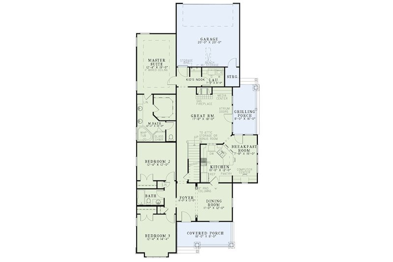 Dream House Plan - Floor Plan - Main Floor for Craftsman House Plan #17-2411 - 3 bed, 2 bath