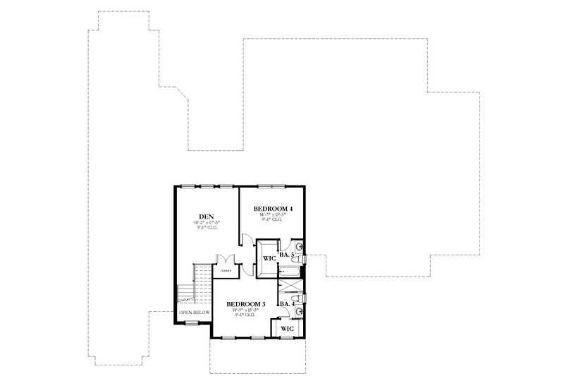 House Blueprint - Floor Plan - Upper Floor for Traditional House Plan #1058-225 - 4 bed, 5 bath
