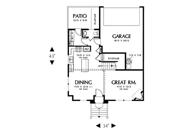 Architectural House Design - Floor Plan - Main Floor for European House Plan #48-492 - 4 bed, 2.5 bath
