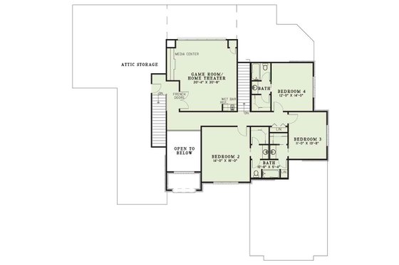 Floor Plan - Upper Floor for European House Plan #17-577 - 4 bed, 5 bath