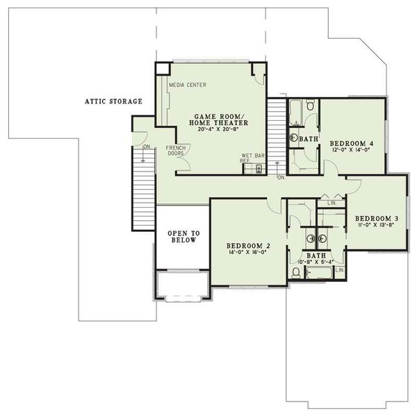House Blueprint - European Floor Plan - Upper Floor Plan #17-577