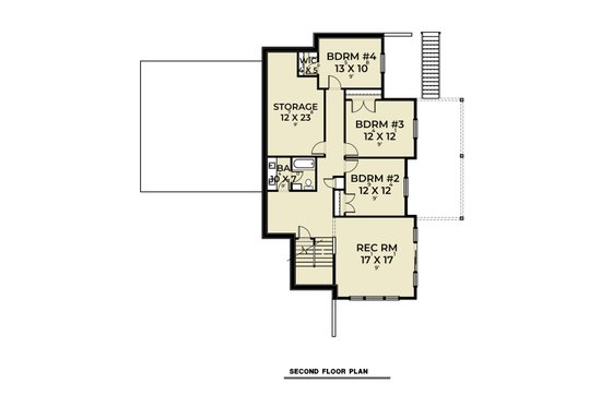 Floor Plan - Lower Floor for Craftsman House Plan #1070-130 - 4 bed, 2.5 bath