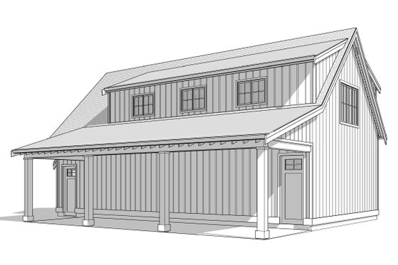 Exterior - Rear Elevation 1 for Farmhouse House Plan #1114-10 - 2 bed, 1 bath