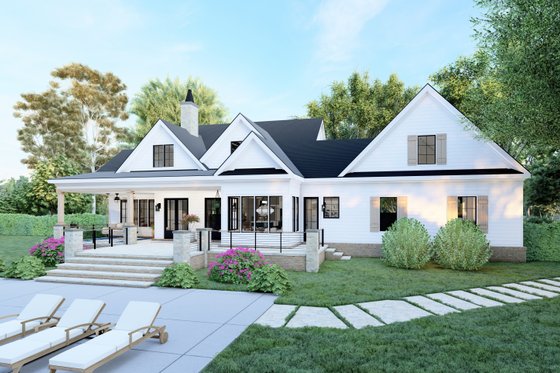 Exterior - Rear Elevation 1 for Farmhouse House Plan #1094-9 - 4 bed, 3 bath