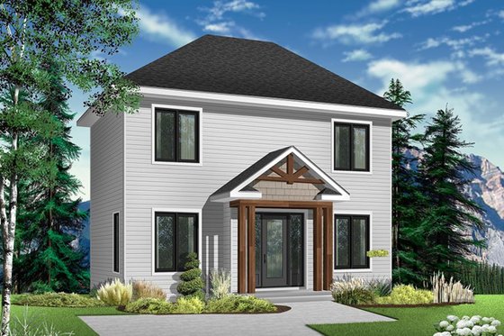 Exterior - Front Elevation 3 for Traditional House Plan #23-608 - 3 bed, 1.5 bath