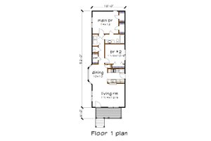 Floor Plan - Main Floor for Cottage House Plan #79-104 - 2 bed, 1 bath
