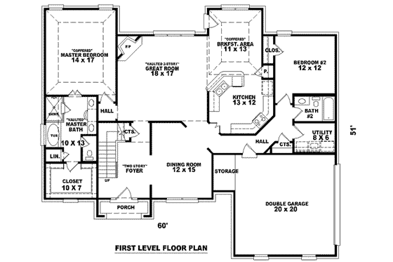 Floor Plan - Main Floor for European House Plan #81-1003 - 4 bed, 3 bath