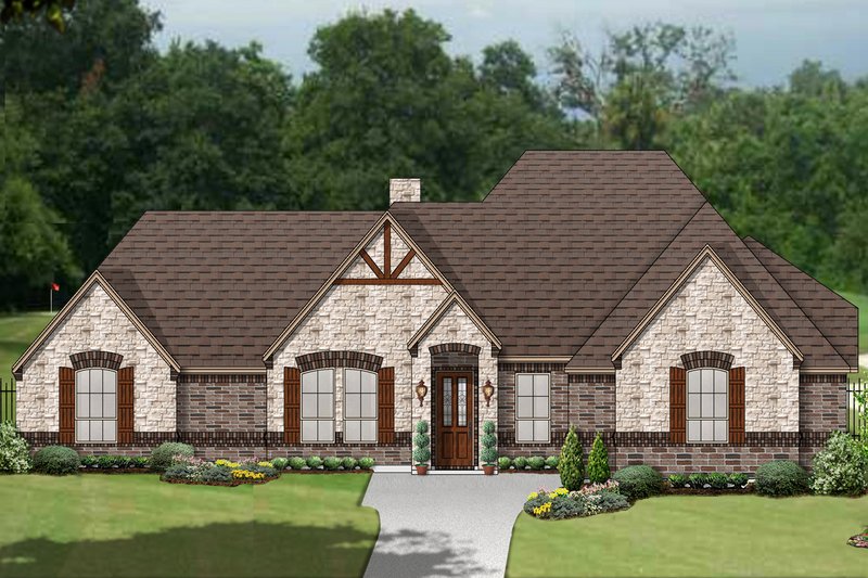 Dream House Plan - Tudor Exterior - Front Elevation Plan #84-609