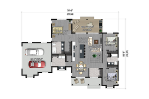 Floor Plan - Main Floor for Farmhouse House Plan #25-4984 - 3 bed, 2 bath