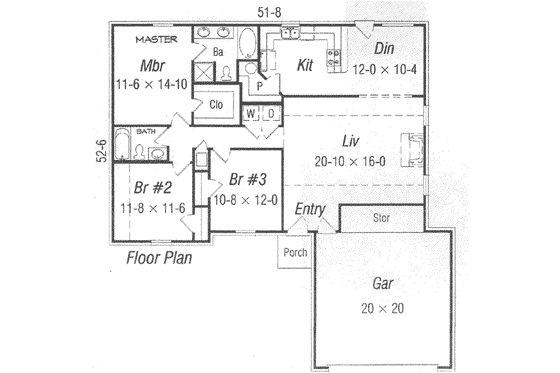 Floor Plan - Main Floor for Traditional House Plan #329-153 - 3 bed, 2 bath