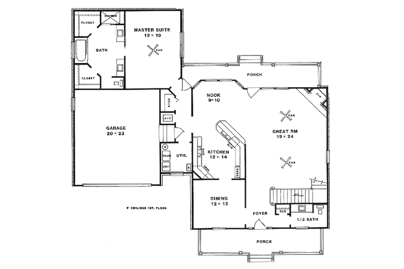 Architectural House Design - Floor Plan - Main Floor for Country House Plan #14-211 - 3 bed, 2.5 bath