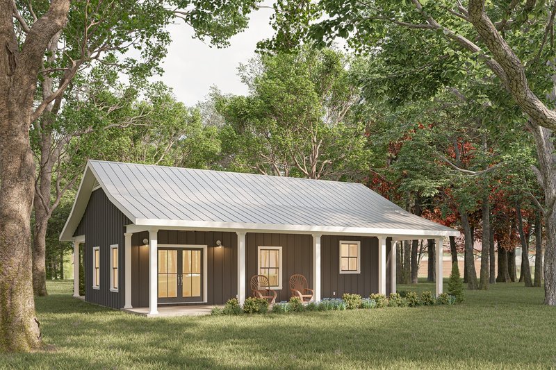 Dream House Plan - Exterior - Rear Elevation for Cottage House Plan #44-284 - 1 bed, 1 bath