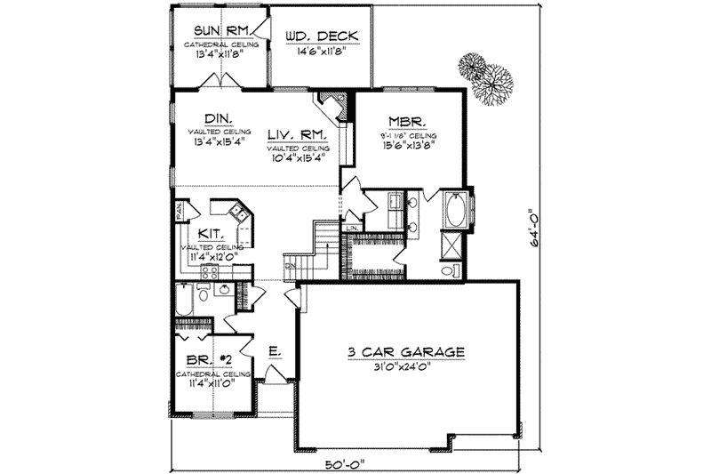Home Plan - Floor Plan - Main Floor for European House Plan #70-692 - 4 bed, 2.5 bath