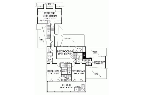 Floor Plan - Upper Floor for Colonial House Plan #137-144 - 4 bed, 4.5 bath