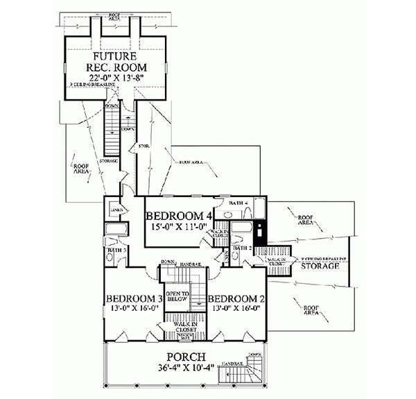 Colonial Floor Plan - Upper Floor Plan #137-144