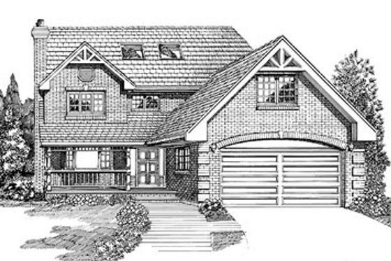 Exterior - Front Elevation for European House Plan #47-182 - 4 bed, 2.5 bath
